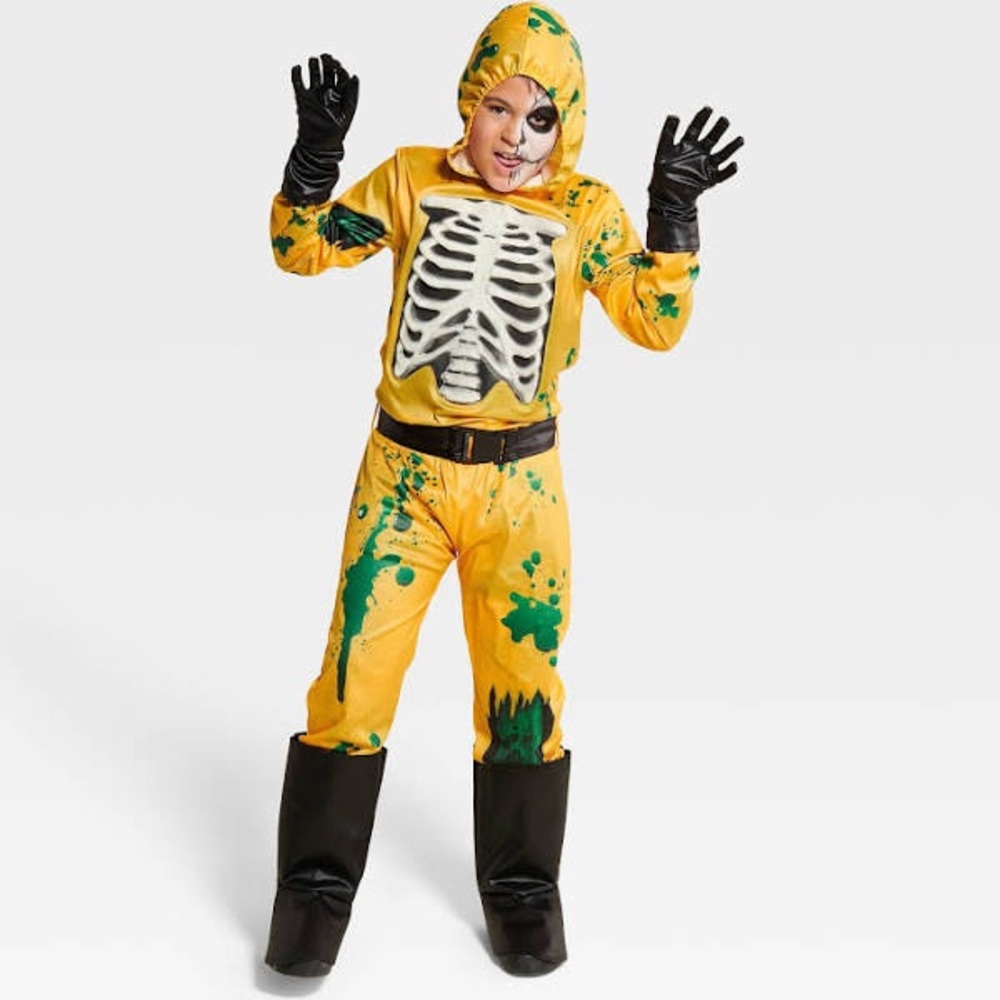 Hyde & Eek - Kids' Glow in The Dark Biohazard Costume Jumpsuit - size L - new